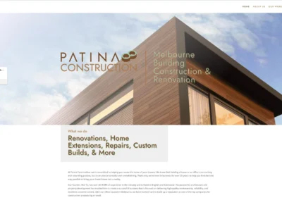 Web Design by Bluehands, Homepage of Patina Construction, Melbourne Building & Construction Company